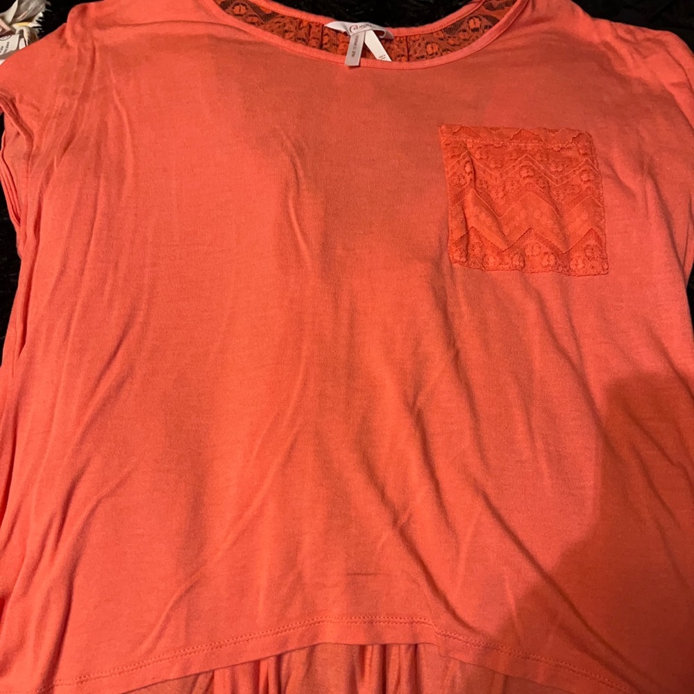 Candies lace pocket tunic crossover back orange